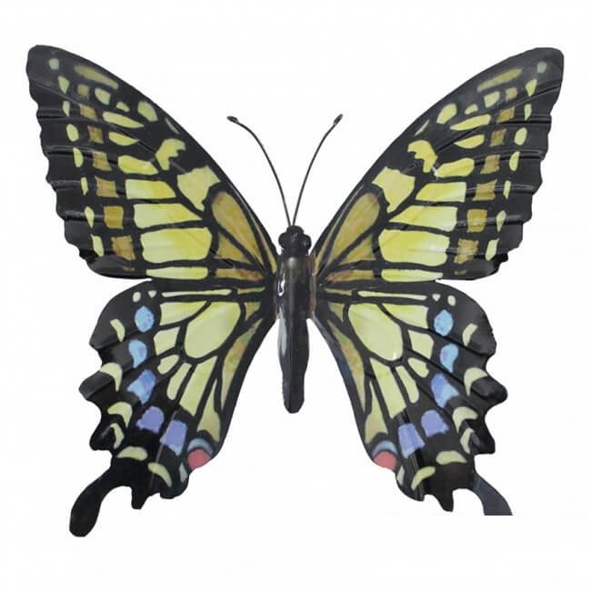 Wanddecoratie metaal vlinder 3d geel zwart Top Merken Winkel
